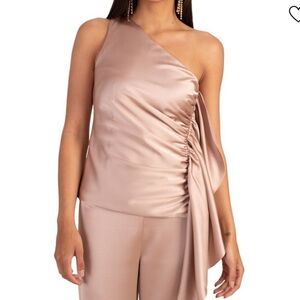 Trina Turk Powerful Asymmetric Draped Satin Top